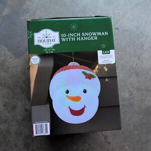 Holiday Time 10 inch Snowman with Hanger Christmas Decor Indoor or Outdoor